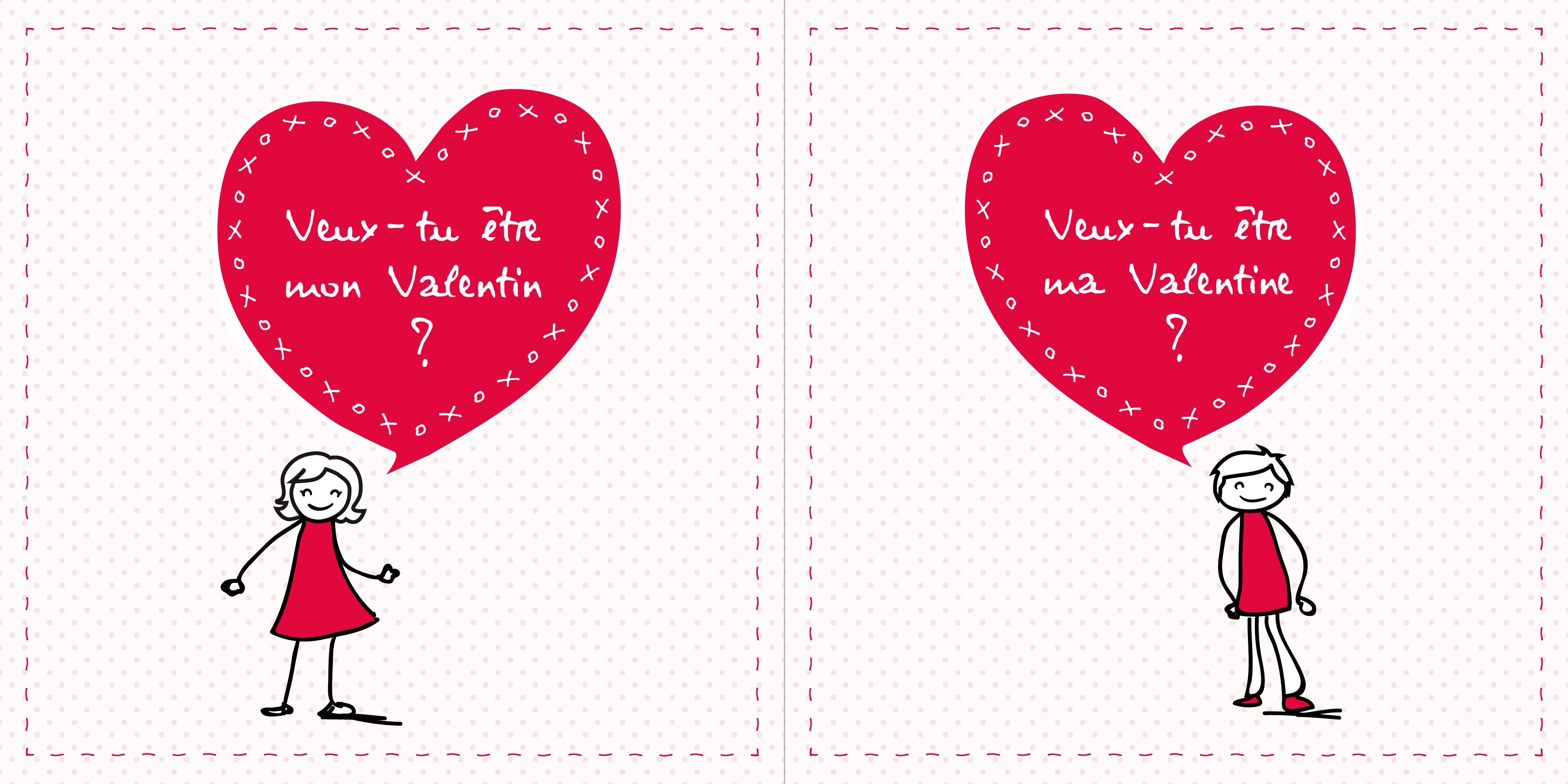 Carte St Valentin "Be my Valentin(e)" • Fêtes vous même