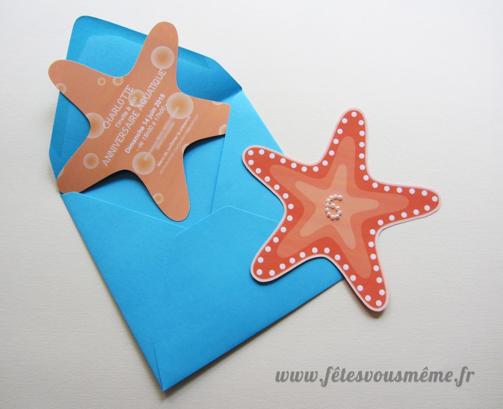 Invitation anniversaire enfant - invitation étoile de mer - Fêtes vous même
