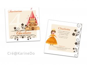 Détail carte invitation Princesse & Chevalier - Fêtes vous même