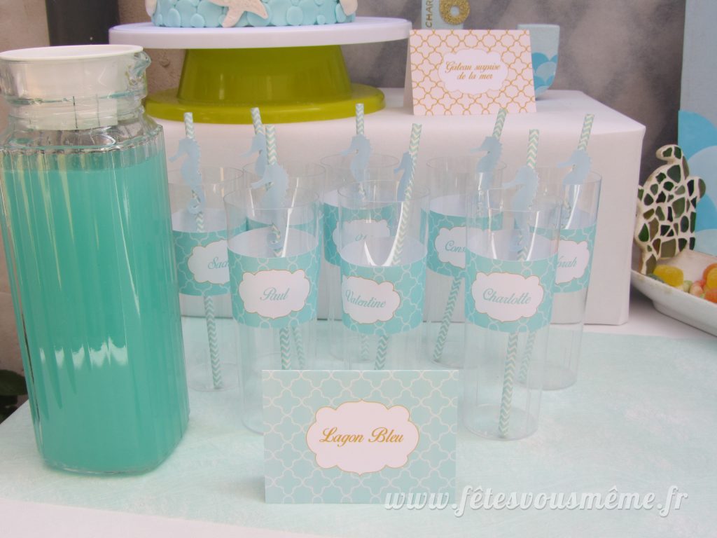 Table gourmande monde de la mer - boisson lagon bleu - Fêtes vous même