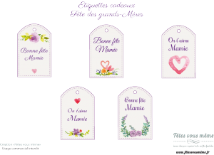 Étiquettes cadeaux Bonne Fête Mamie - Fêtes vous même