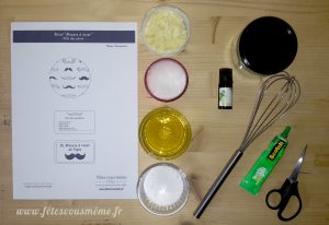 Ingrédients Mousse à Raser Moustache - Fêtes vous même
