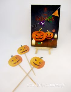 Carte Halloween et piques citrouilles - Pack Festif Halloween - Fêtes vous même
