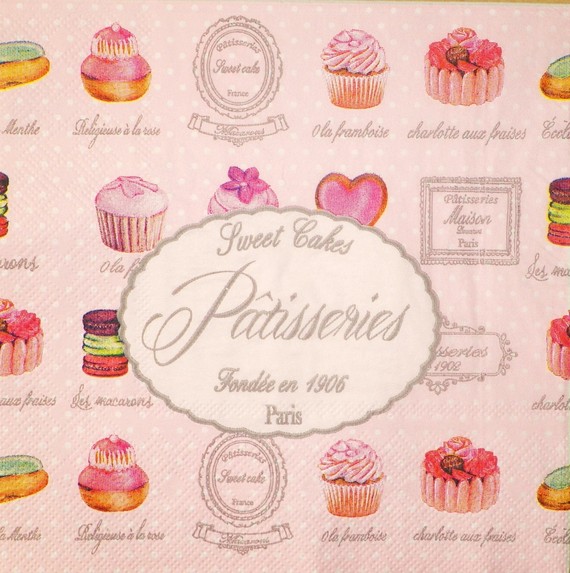Serviettes Pâtisserie recto rose - Fêtes vous même