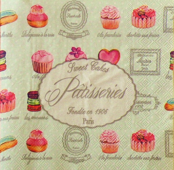 Serviettes Pâtisserie verso vert - Fêtes vous même