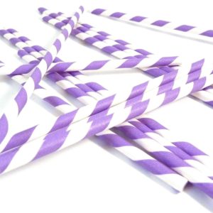 Pailles Violet-Blanc à rayures