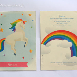Invitation Licorne-Arc en ciel