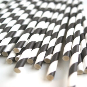 Pailles à rayures Noir et blanc