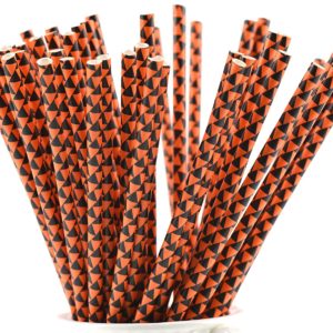 Pailles à motifs triangles oranges et noirs