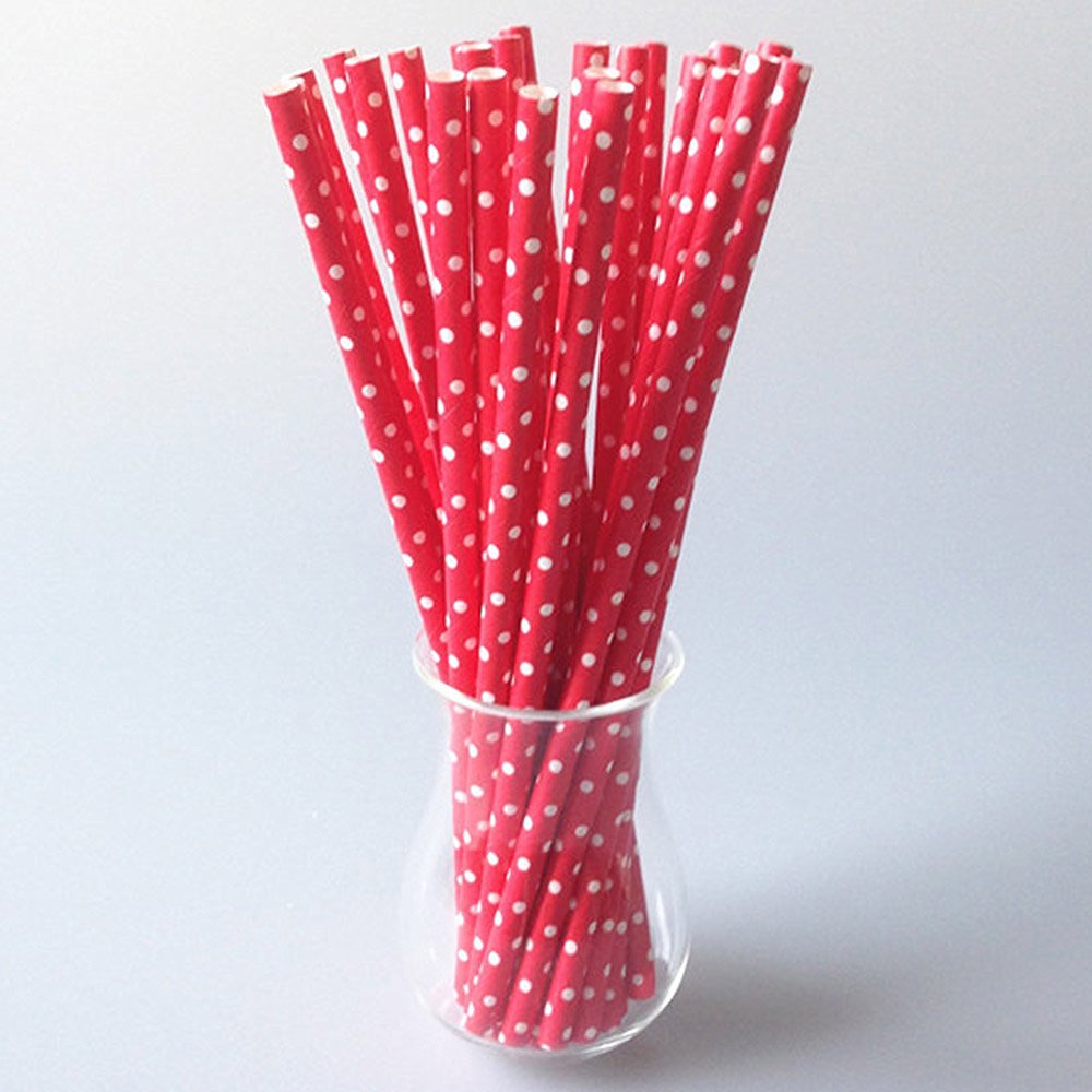 Pailles rouges à pois blancs – Image 2