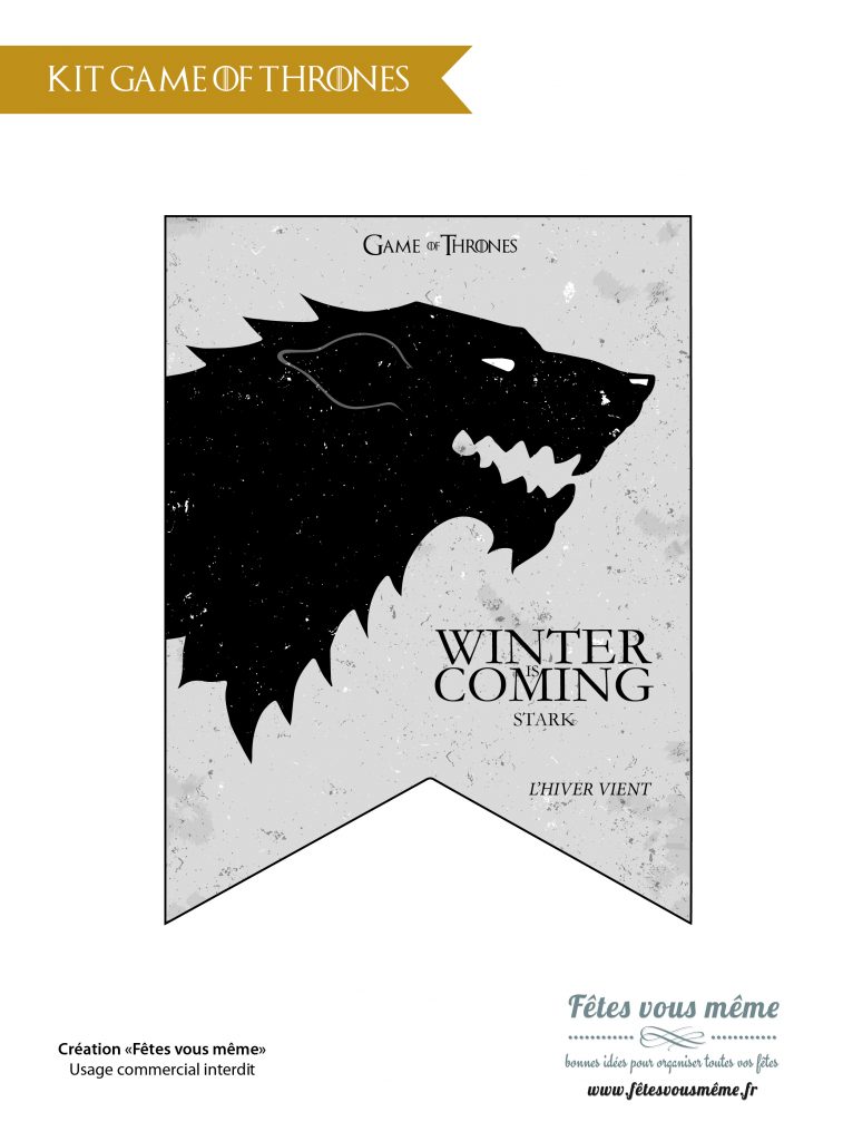 Kit déco Game of Thrones - Fanion - Fêtes vous même