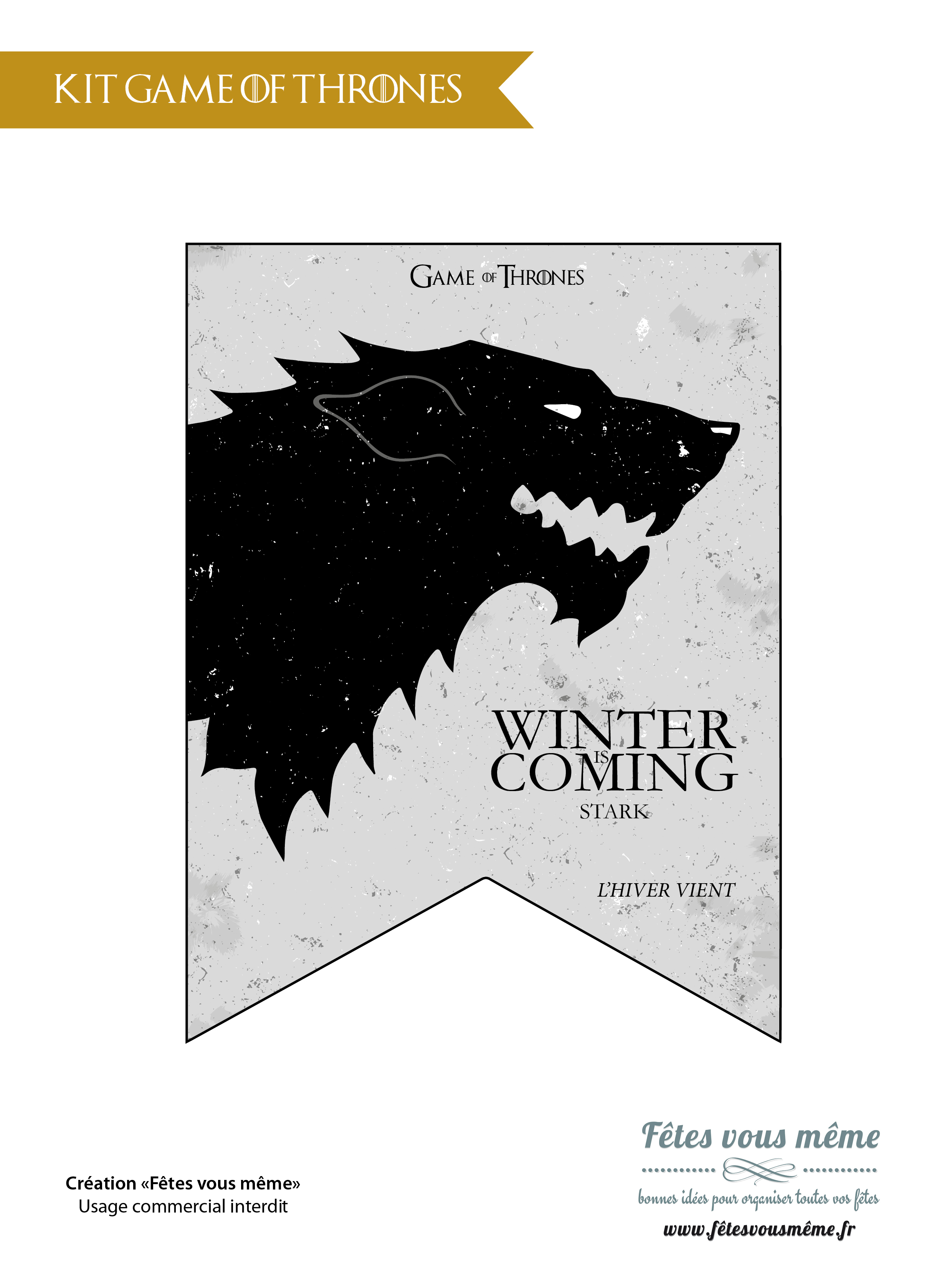 Kit déco Game of Thrones - Fanion - Fêtes vous même