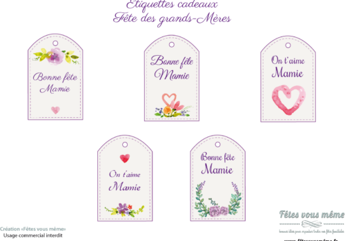 Etiquettes cadeaux Bonne fête mamie - Fêtes vous même