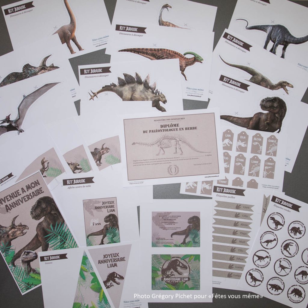 kit déco Jurassic - imprimé - Fêtes vous même