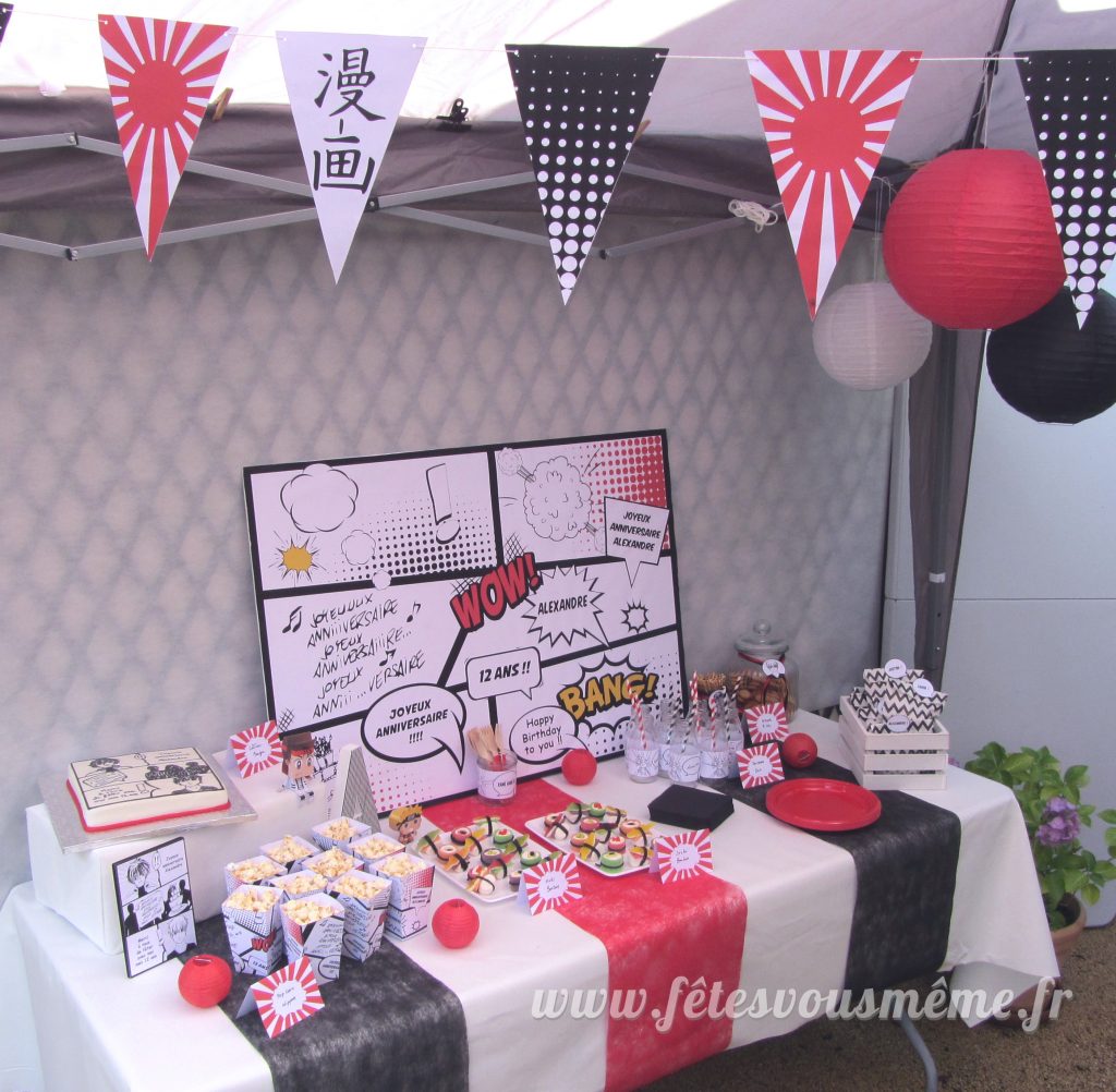 décoration fête thème manga et animé
