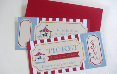 invitation anniversaire fête foraine ticket d'entrée
