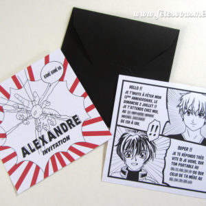 invitation personnalisée thème manga pop culture japonaise