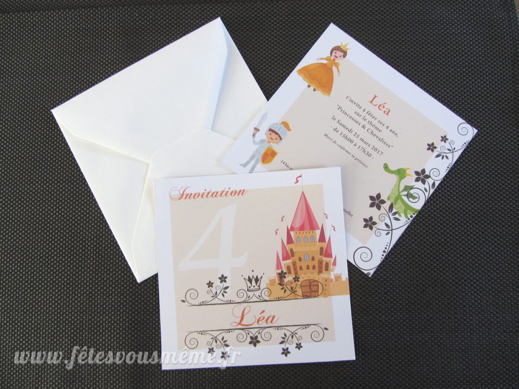 Invitation Princesse & Chevalier - Fêtes vous même