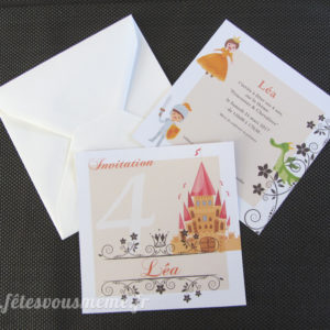 Invitation Princesse & Chevalier - Fêtes vous même