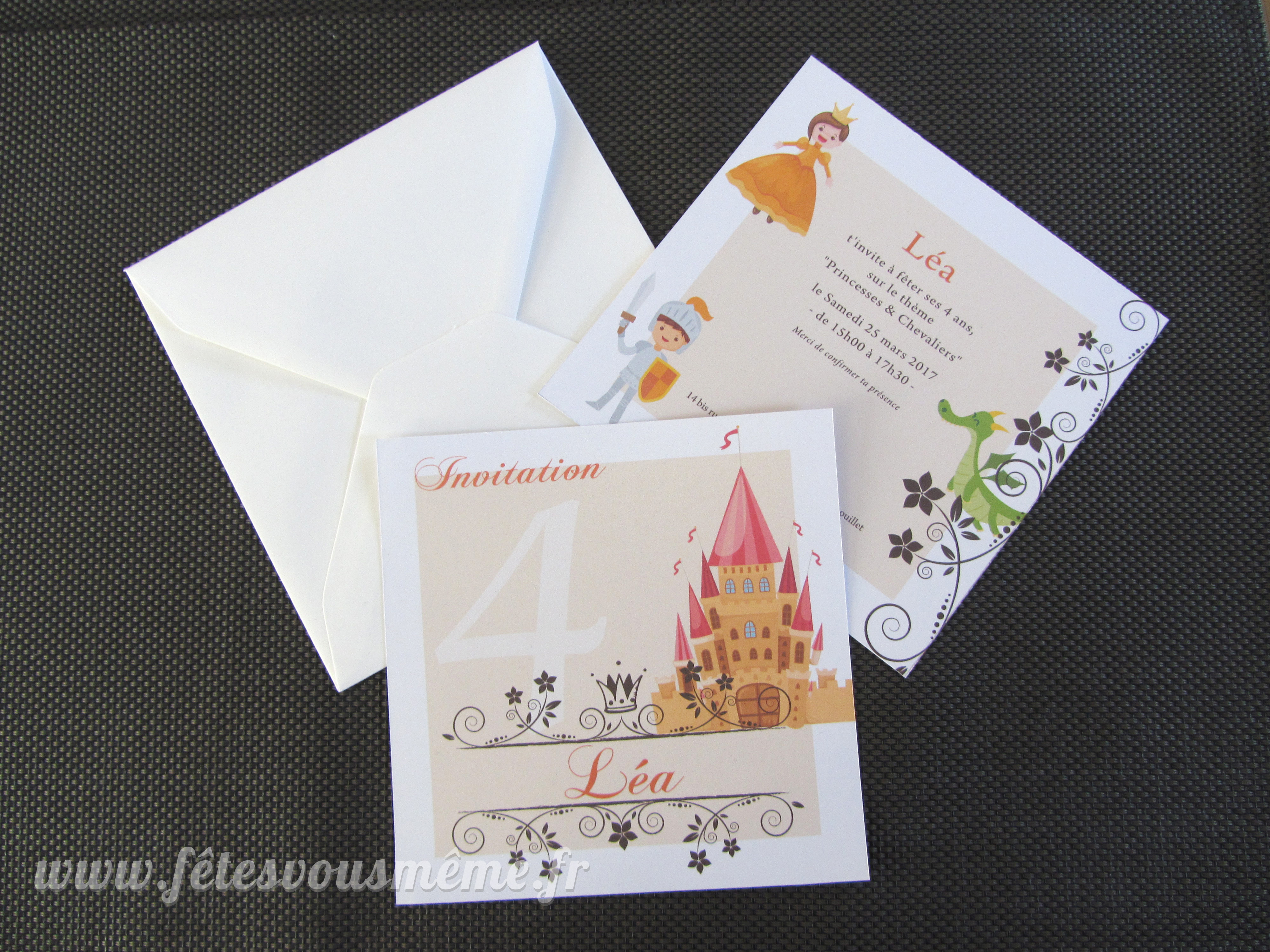 Invitation Princesse & Chevalier - Fêtes vous même