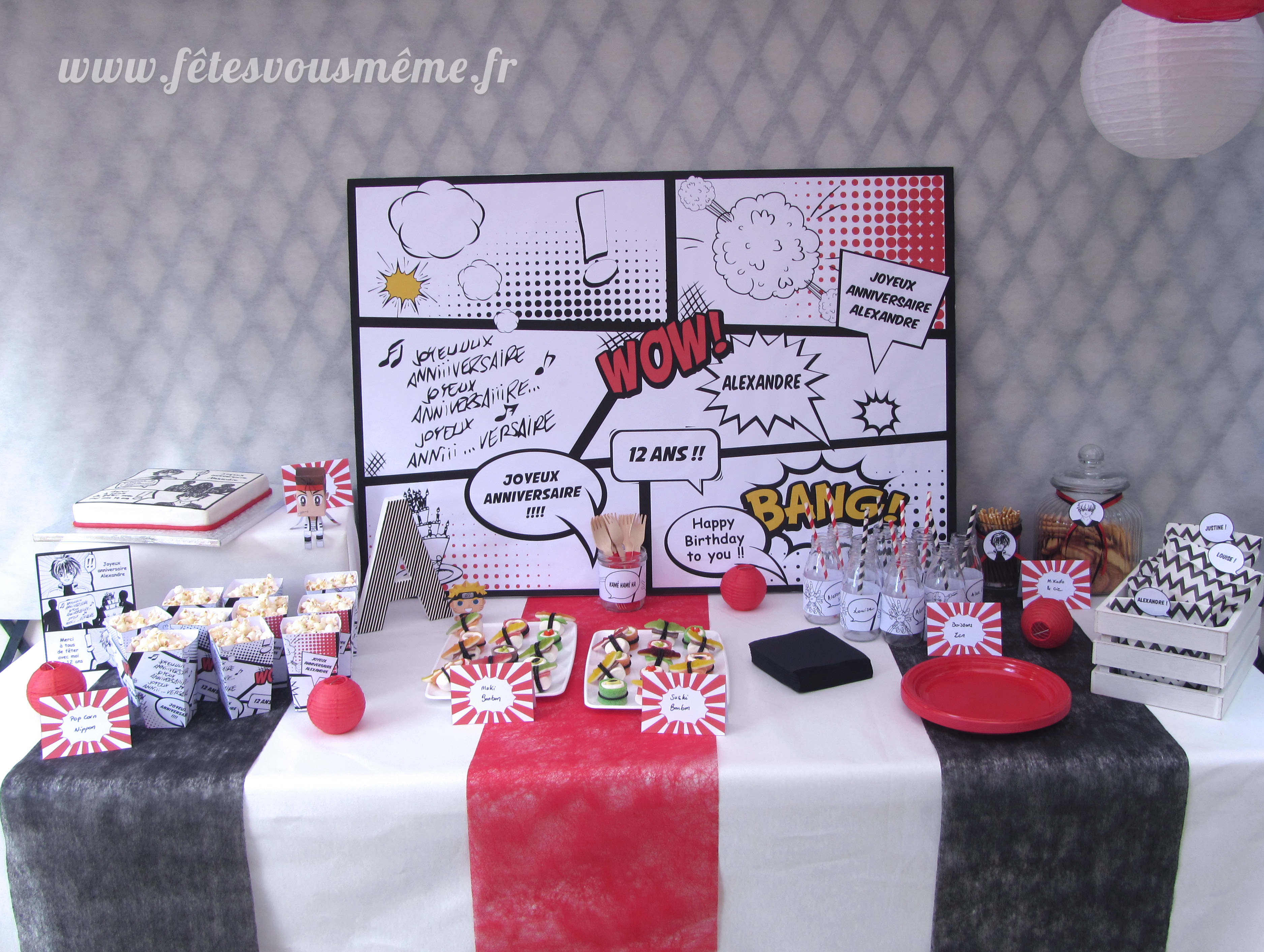 sweet table fête thème manga pop culture japonaise
