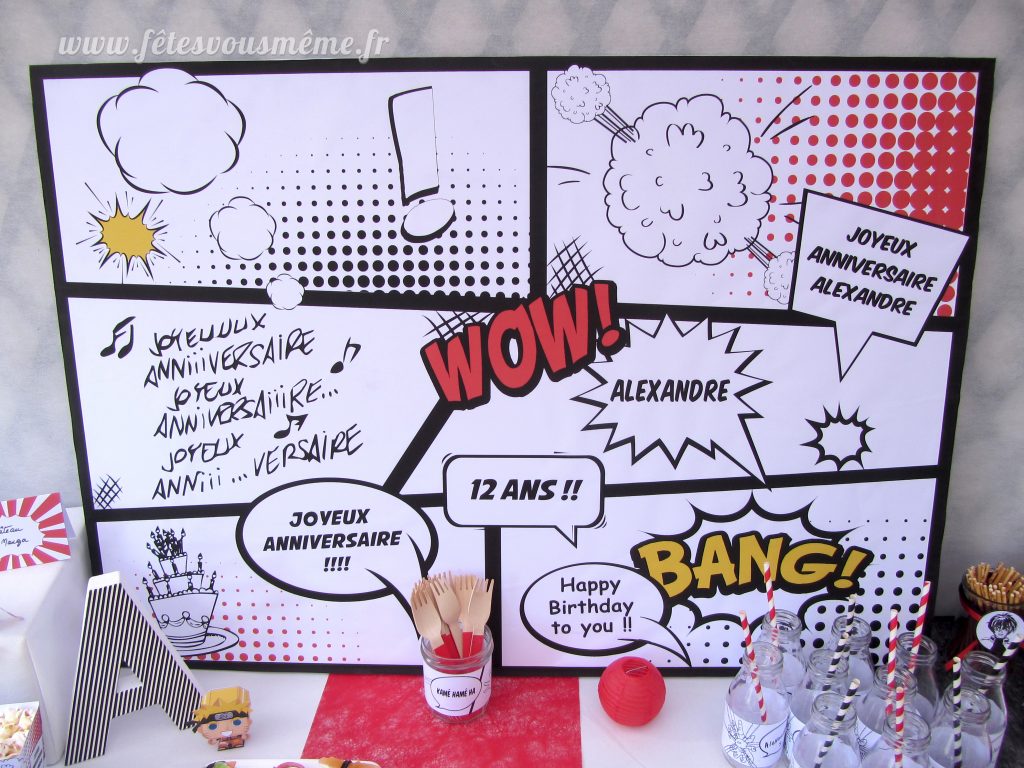 affiche décoration table thème manga japonais