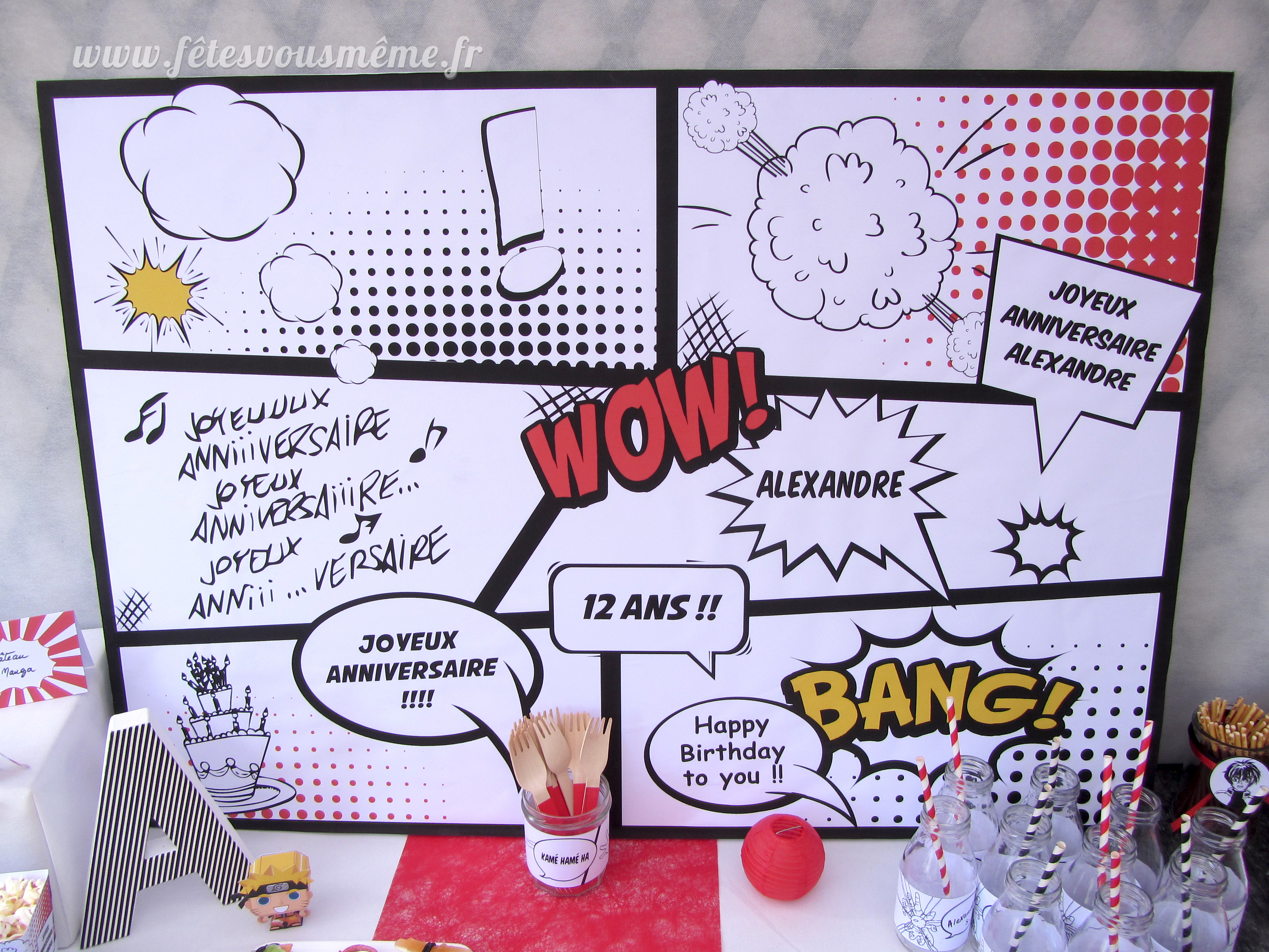 affiche décoration table thème manga japonais