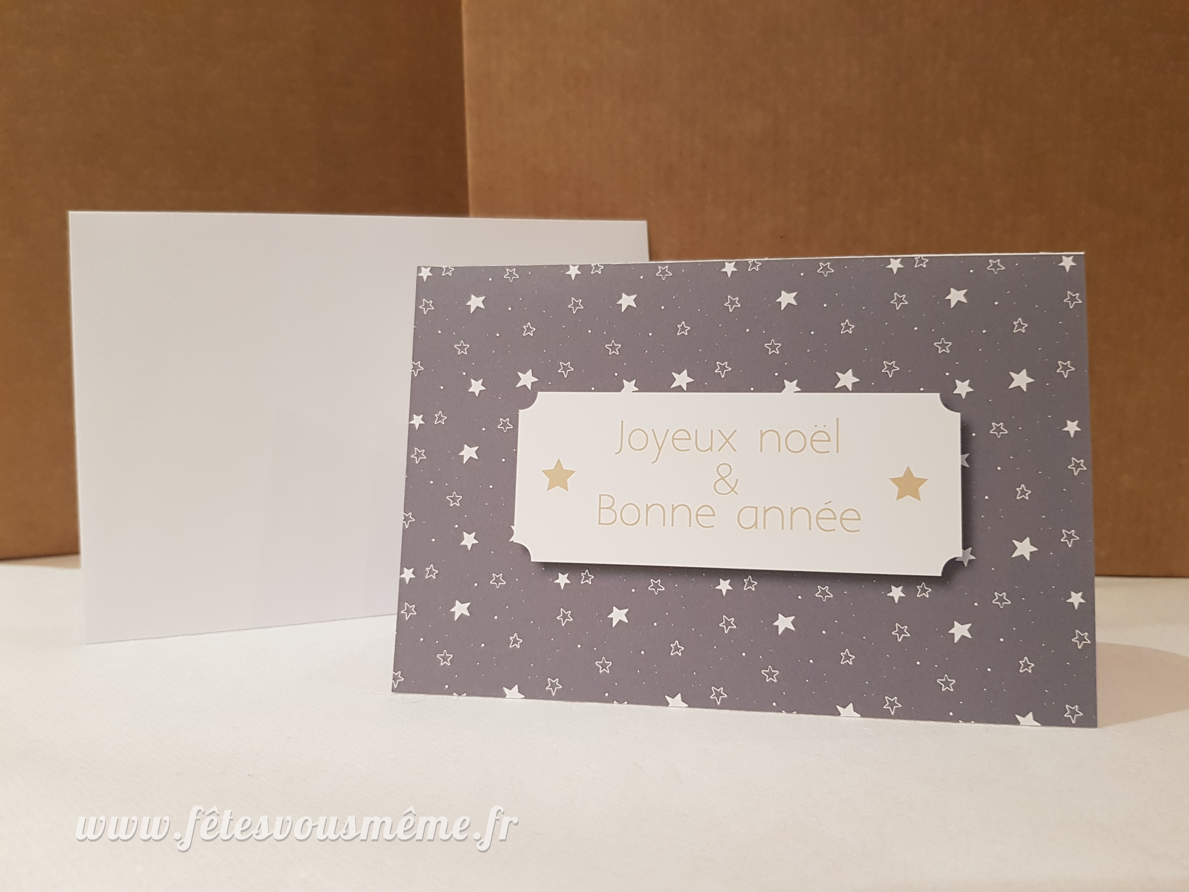 Carte de vœux étoile fond gris