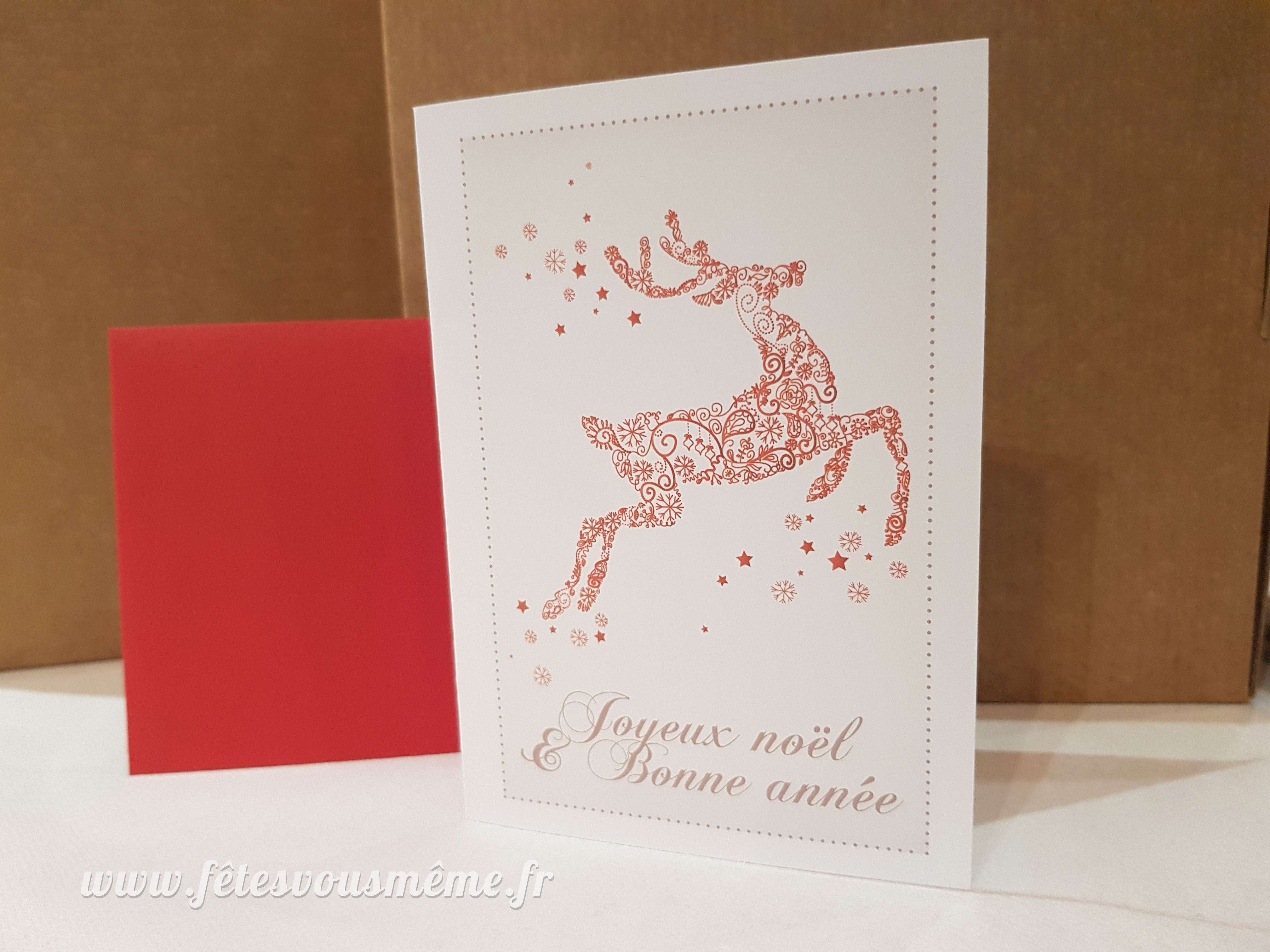 Carte de vœux renne rouge