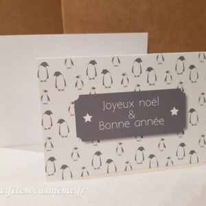 Carte de vœux Pingouin gris