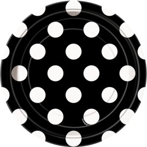 Assiette noir à pois blanc