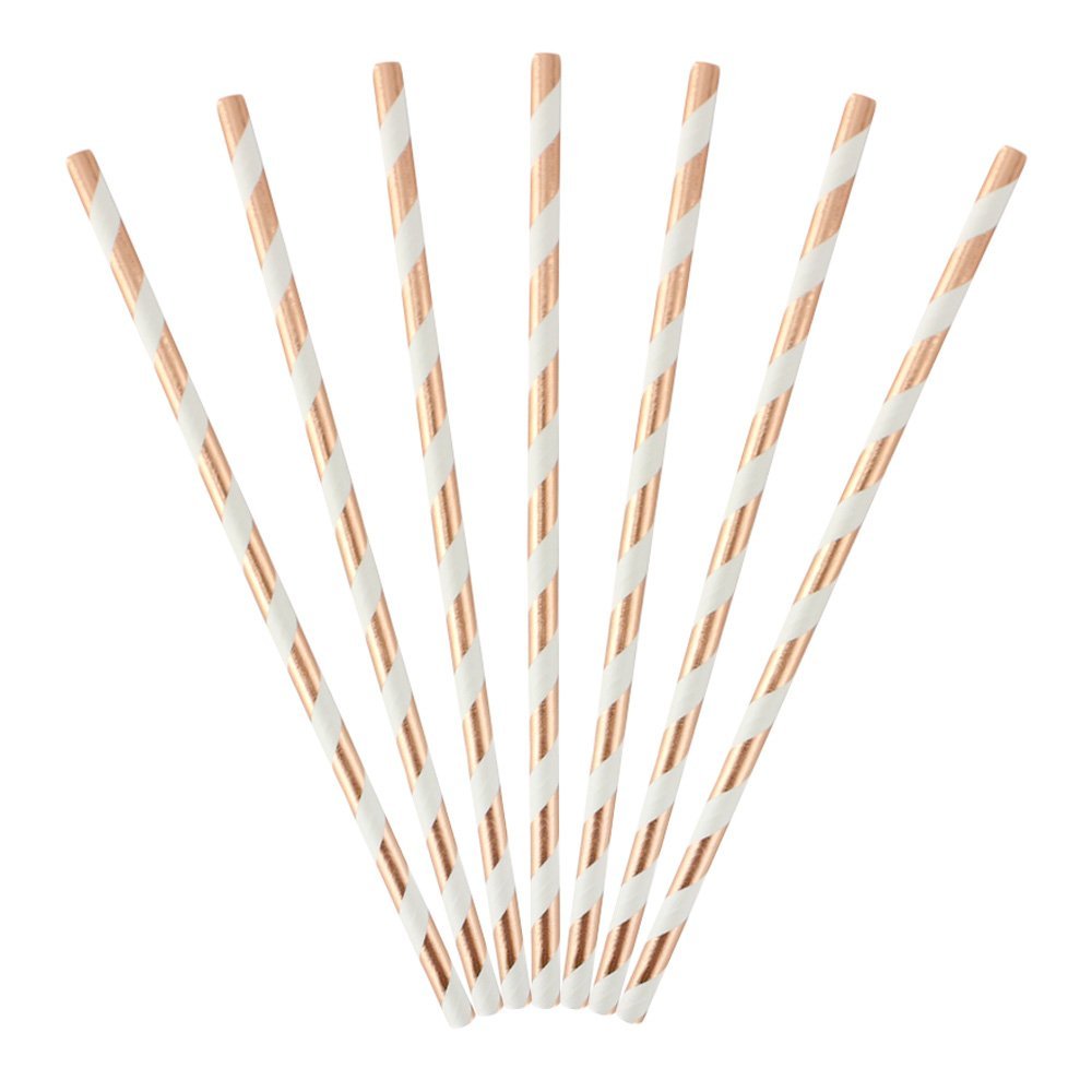 Paille or rose unie et/ou rayée blanc – Image 5