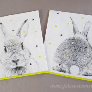 Serviettes lapin noir&blanc
