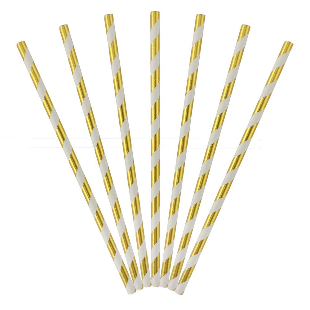 Paille or jaune unie et/ou rayée blanc – Image 2
