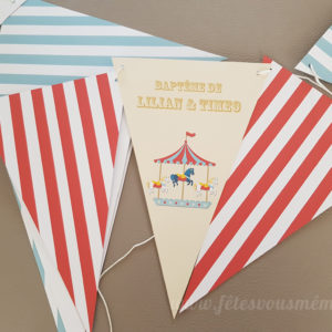 banderole baptême thème fête foraine personnalisée