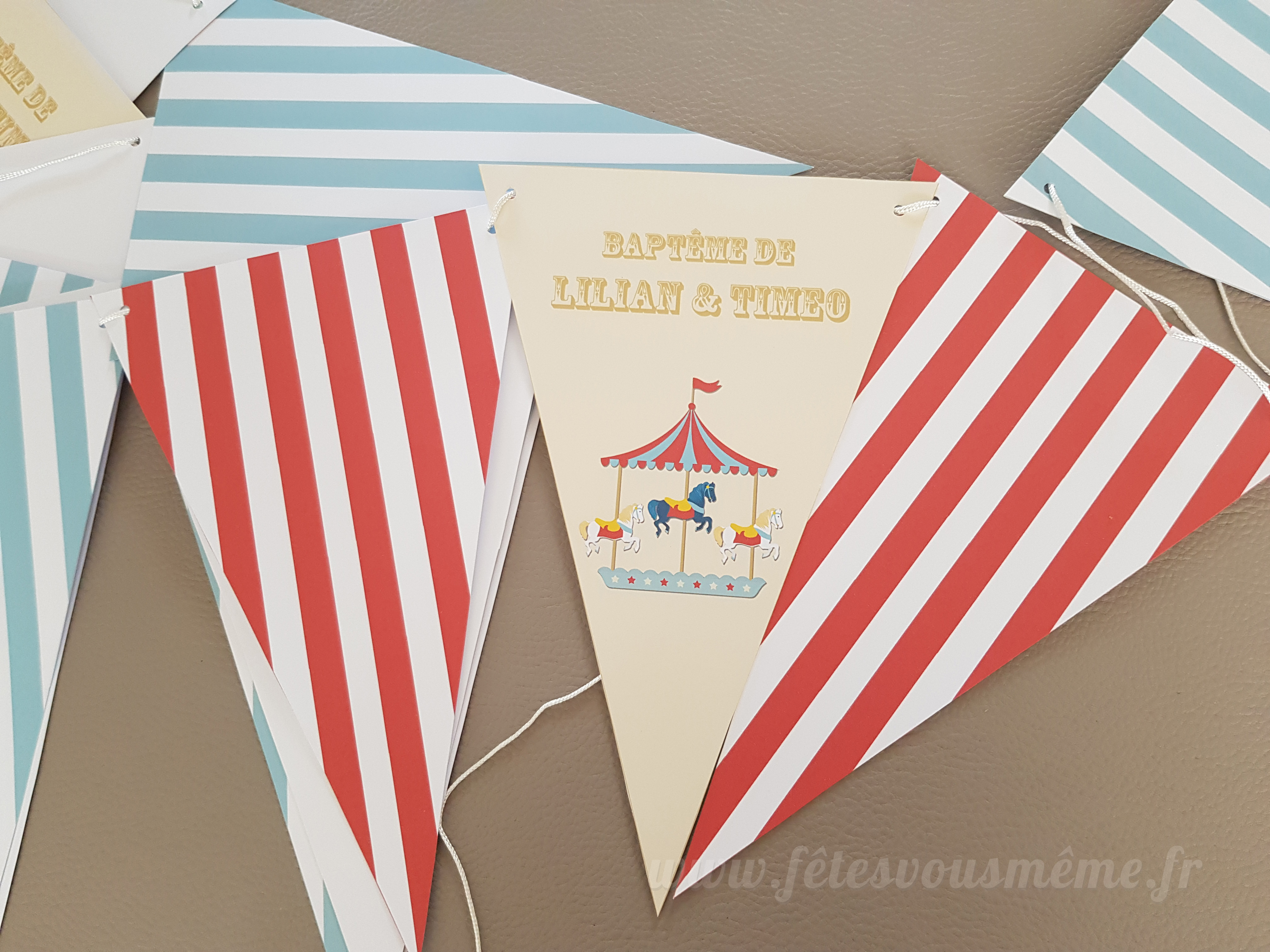 banderole baptême thème fête foraine personnalisée