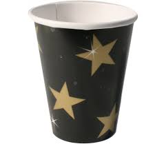 Gobelet carton noir étoiles or