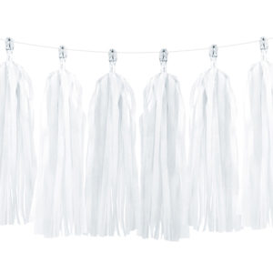 Banderole pompons (tassel) blancs