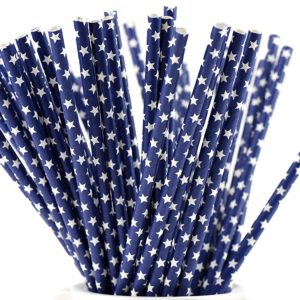 Pailles bleu à étoiles blanches
