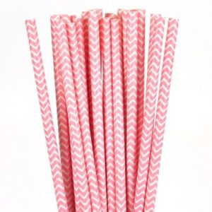 Pailles chevrons rose
