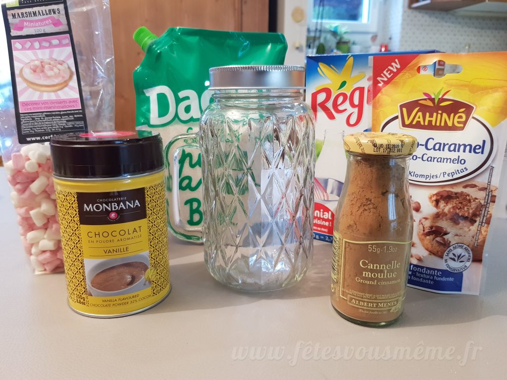 Ingrédients pour chocolat chaud