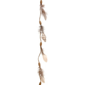 Guirlande plumes et perles en bois