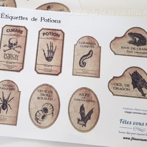 Étiquettes autocollantes pour potions