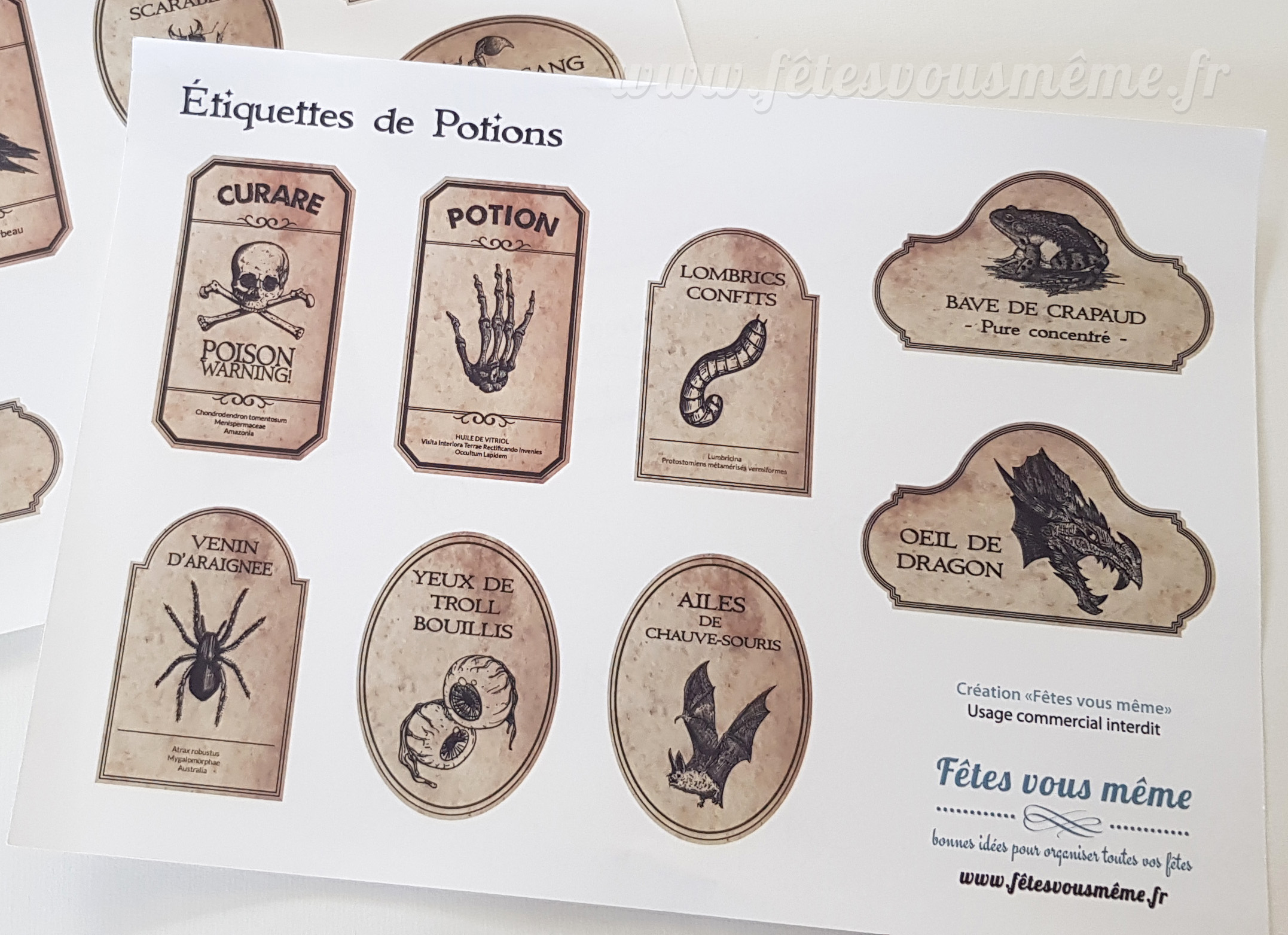 Étiquettes autocollantes pour potions