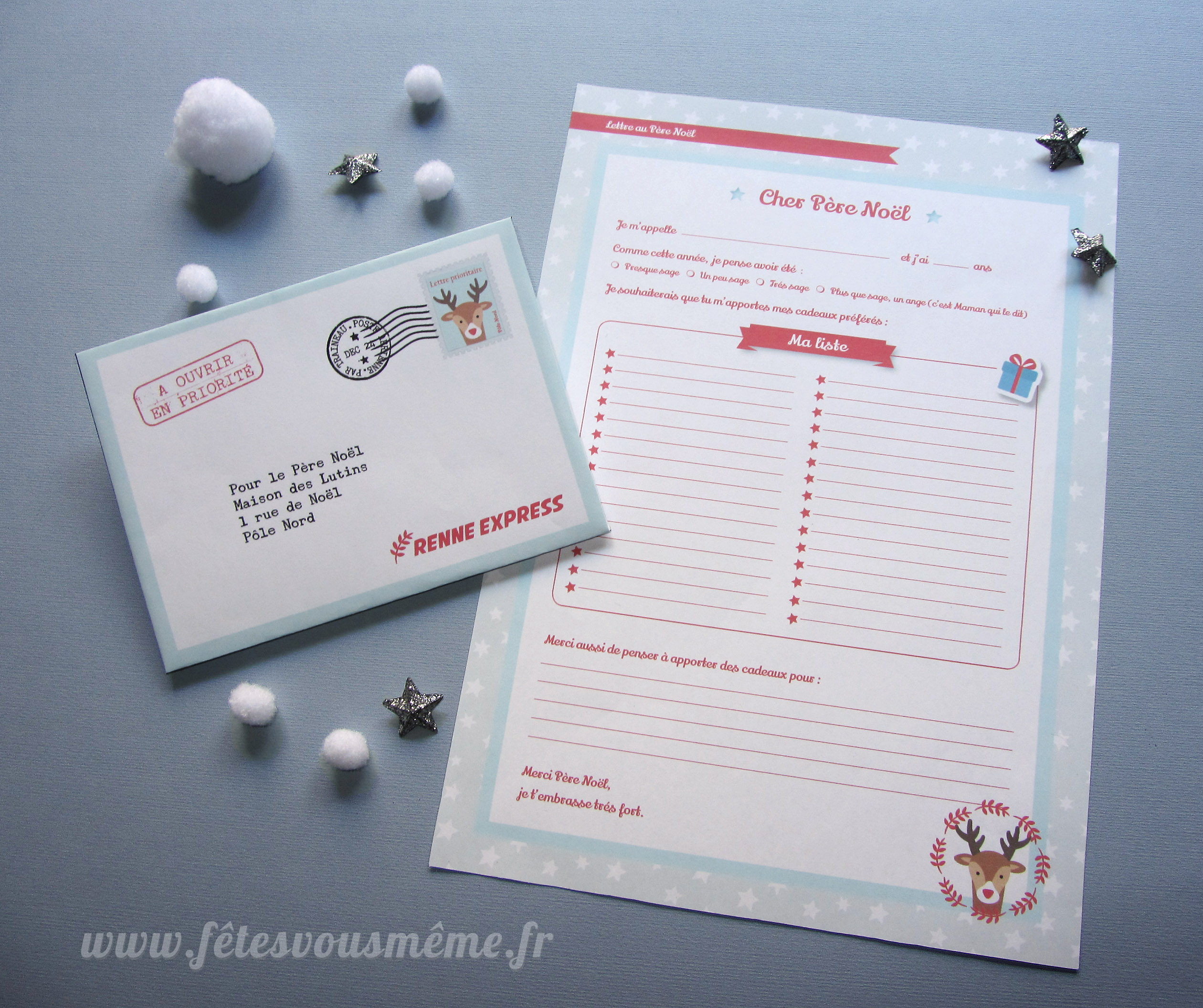 Lettre père noël & son enveloppe