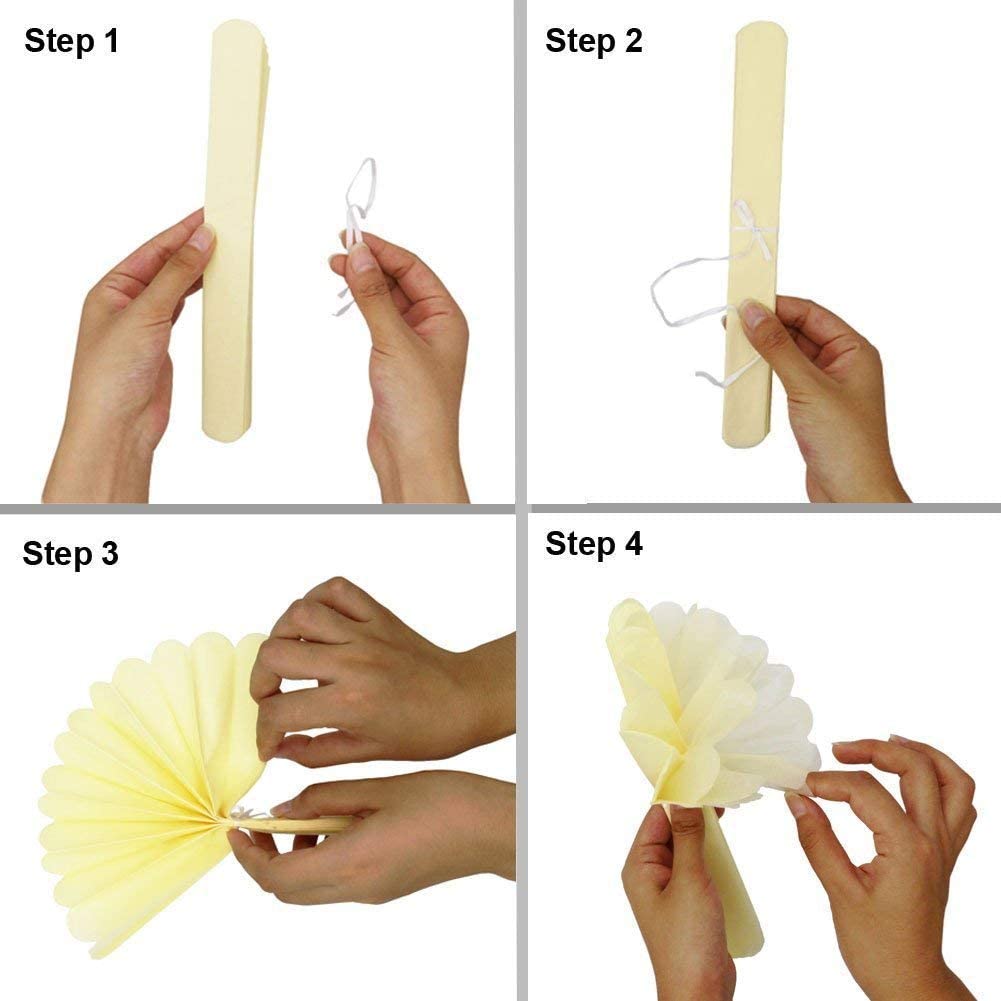 Fleurs pompons 3 couleurs (lot de 6) – Image 2