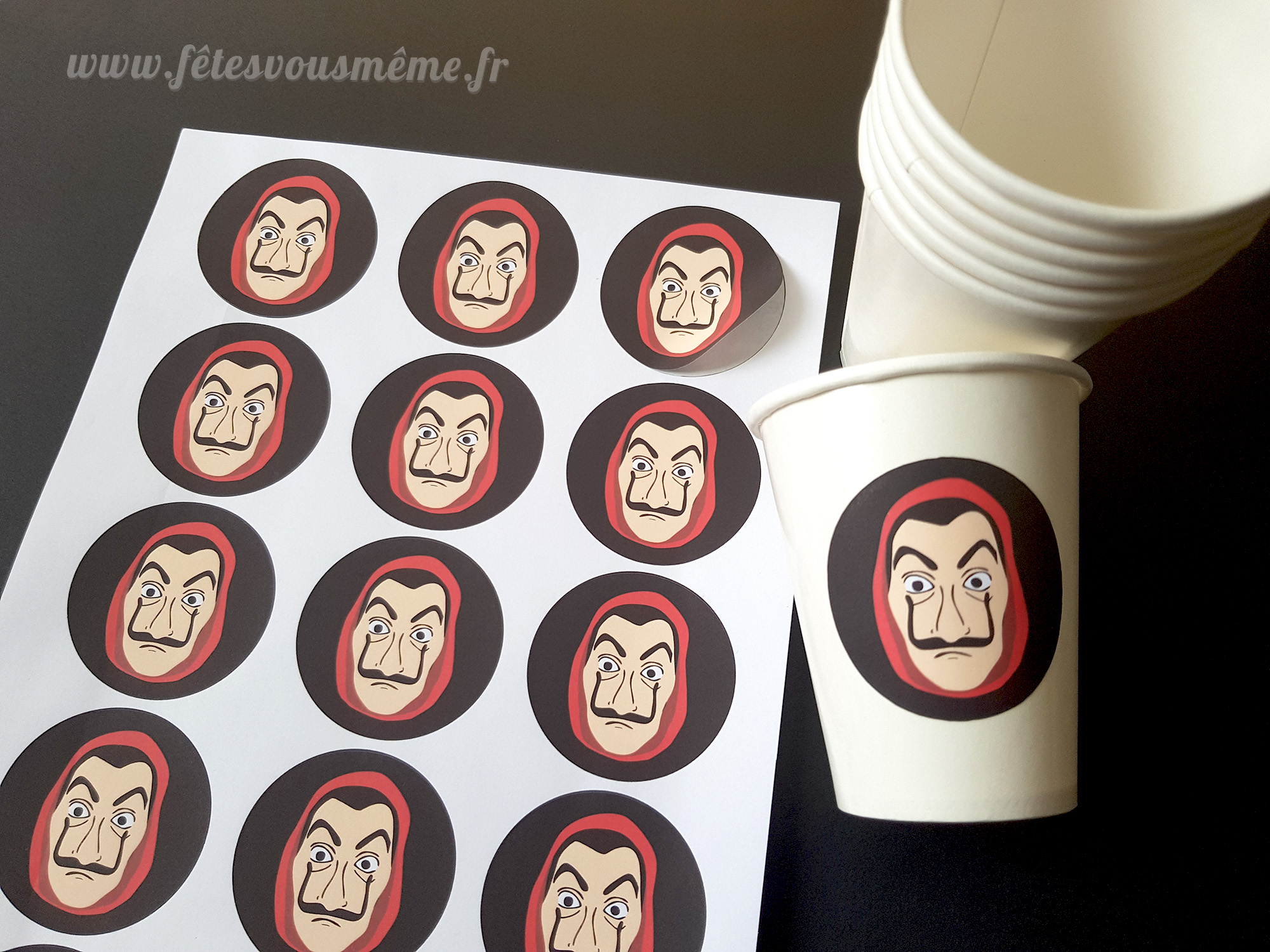 Gobelet carton blanc customisé Le casse du siècle