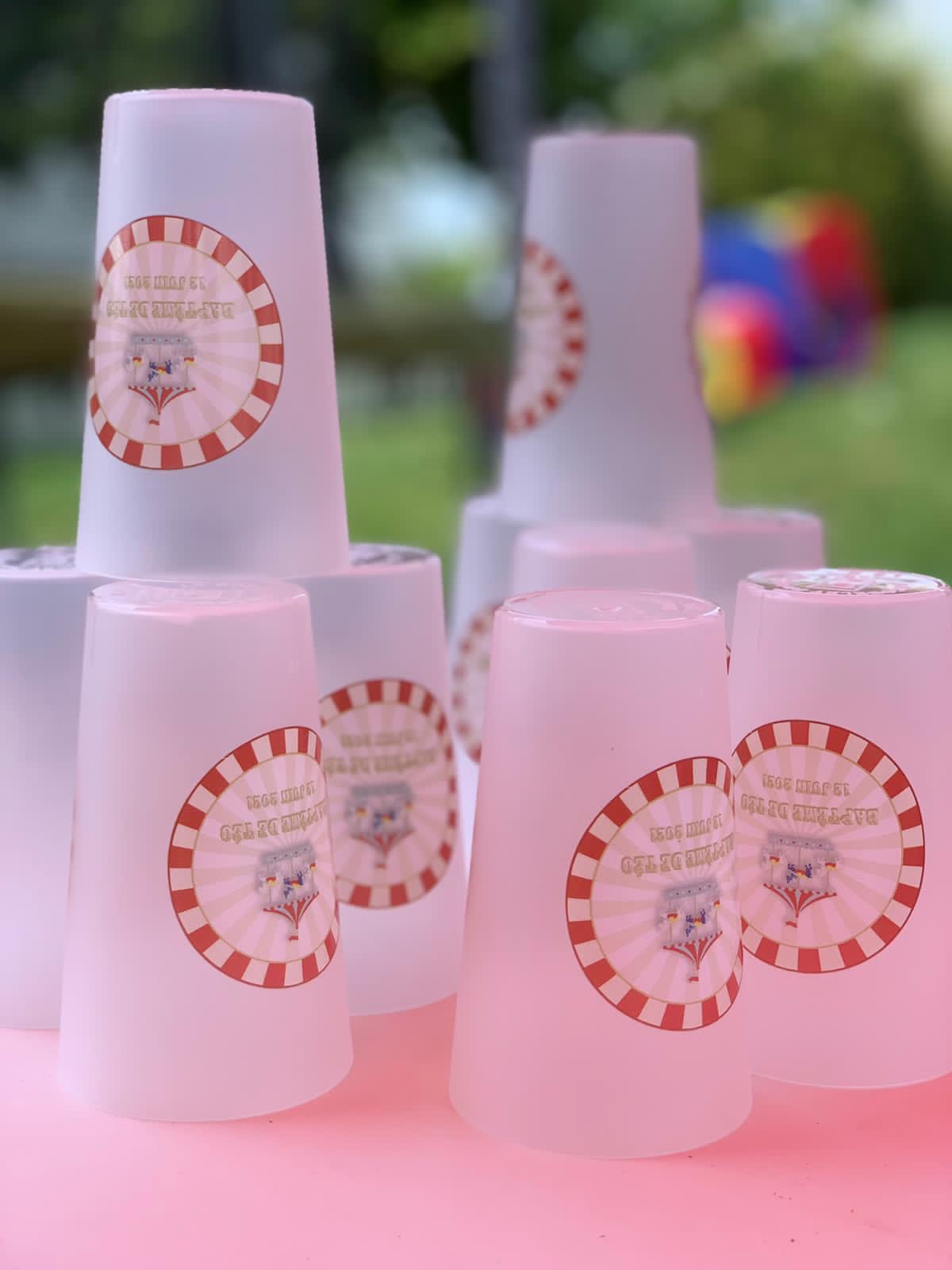 Gobelets x10 avec personnalisation macaron fête foraine