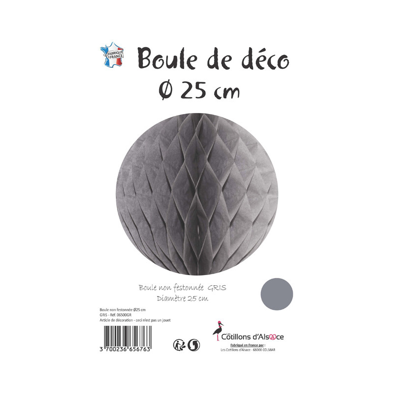 Boule alvéolée Grise 20 cm – Image 2