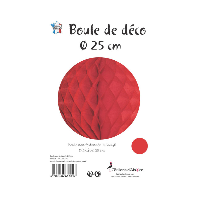 Boule alvéolée rouge 25 cm – Image 2